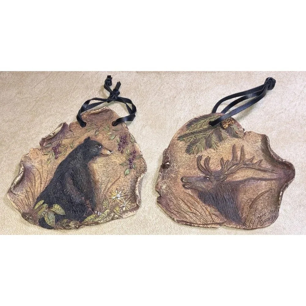 Big Sky Nature Fragments Jane Beasley Ornaments Bear‎ & Signed Elk